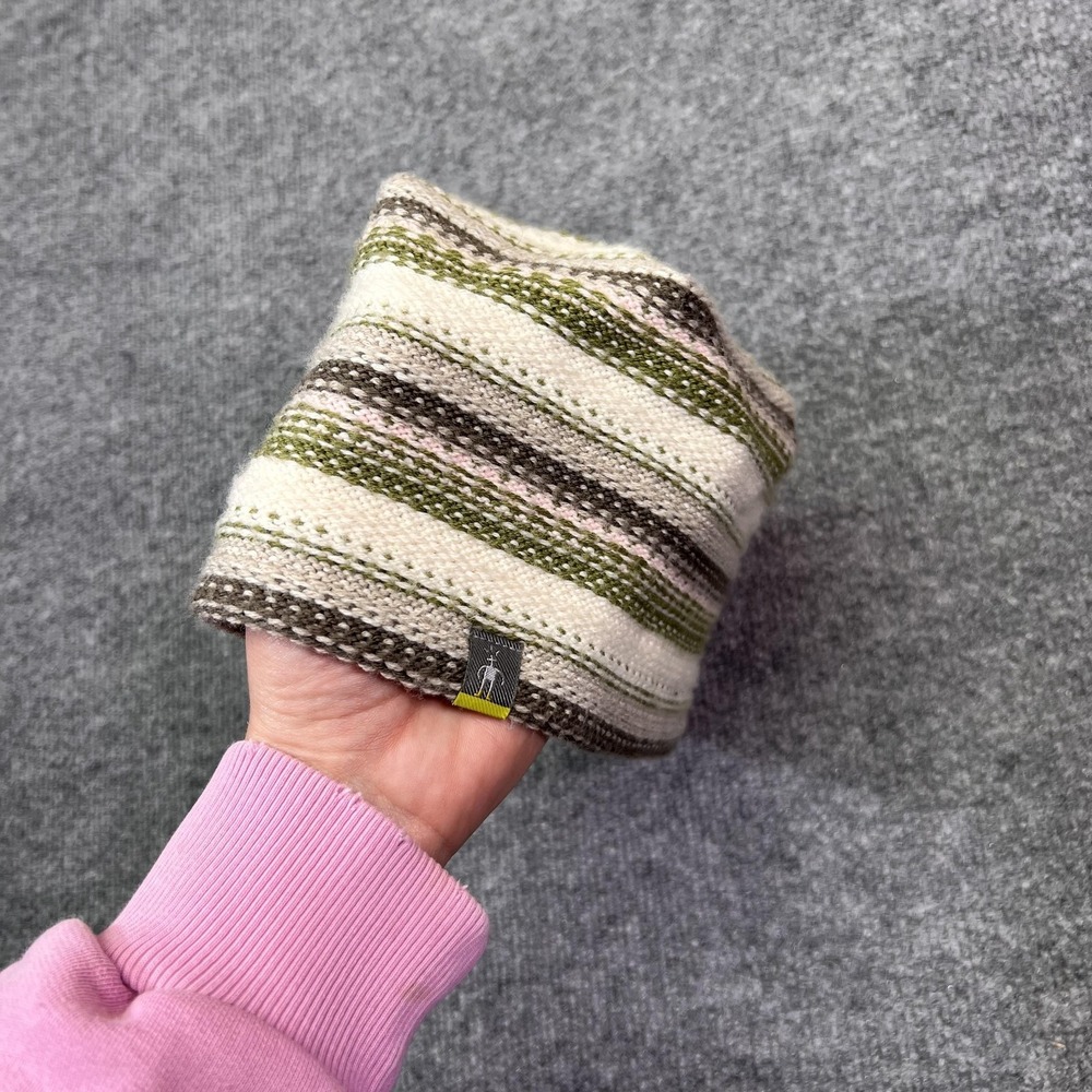 Smartwool Beanie Mens One Size White Green Striped Merino Wool Knit Winter Warm - Picture 4 of 5